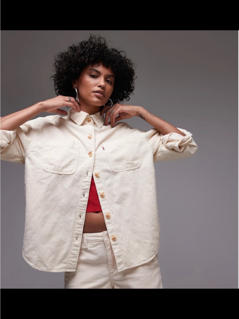 Levi's Cream Relaxed Button-Front Jean Jacket